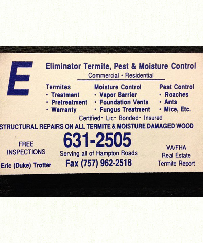 Eliminator Termite Pest &#038; Moisture Control
